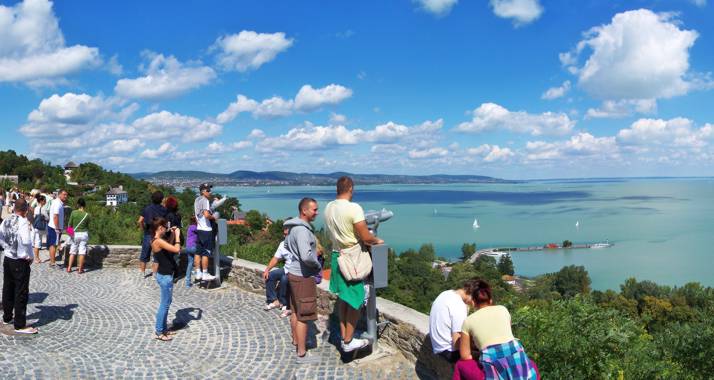 Panorama of lake Balaton from Pisky promenade